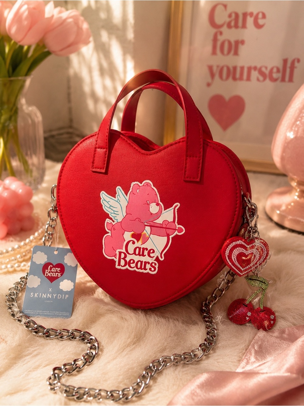 NWT Care Bears x Skinnydip London Heart Crossbody Bag with Cherry Charm